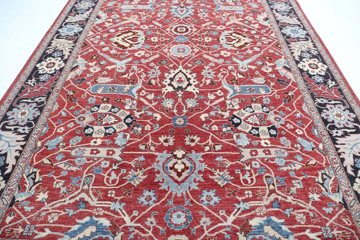 Red Afghan Ziegler Rug 8' 9" x 11' 8" Hand-Knotted | No. AT28185