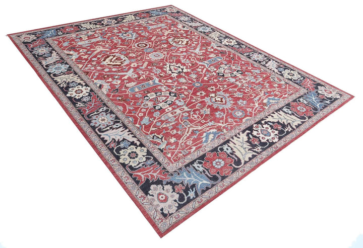 Red Afghan Ziegler Rug 8' 9" x 11' 8" Hand-Knotted | No. AT28185