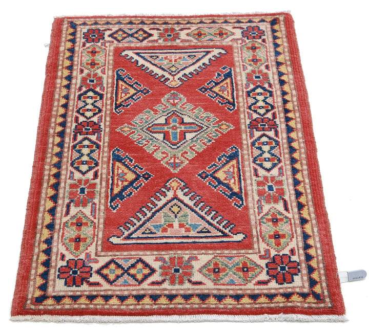 Afghan Kazak Rug 2' 1" x 3' 1" Hand-Knotted | No. AT28209