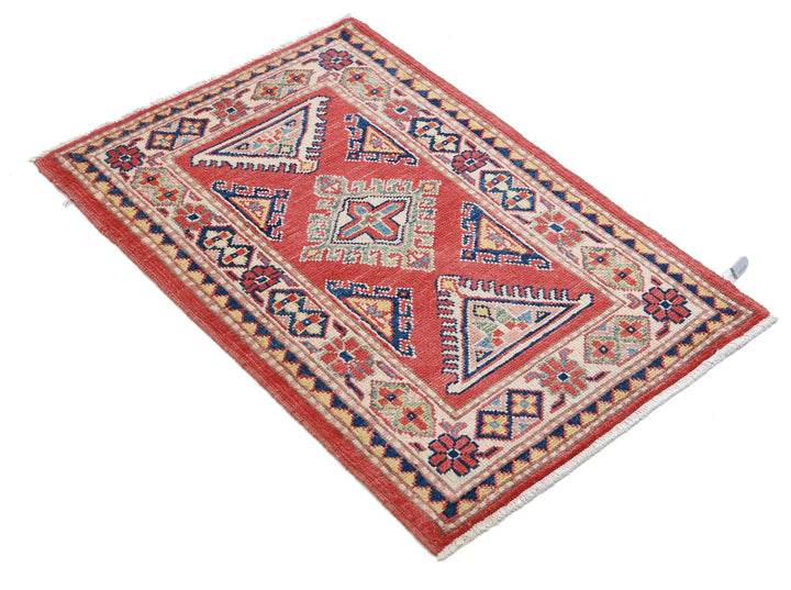 Afghan Kazak Rug 2' 1" x 3' 1" Hand-Knotted | No. AT28209