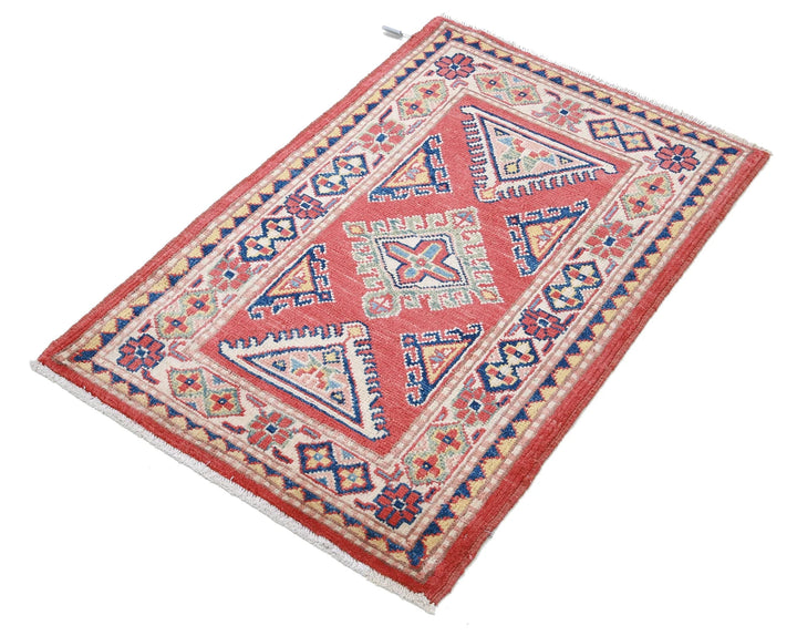 Afghan Kazak Rug 2' 1" x 3' 1" Hand-Knotted | No. AT28209
