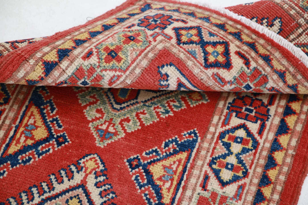 Afghan Kazak Rug 2' 1" x 3' 1" Hand-Knotted | No. AT28209