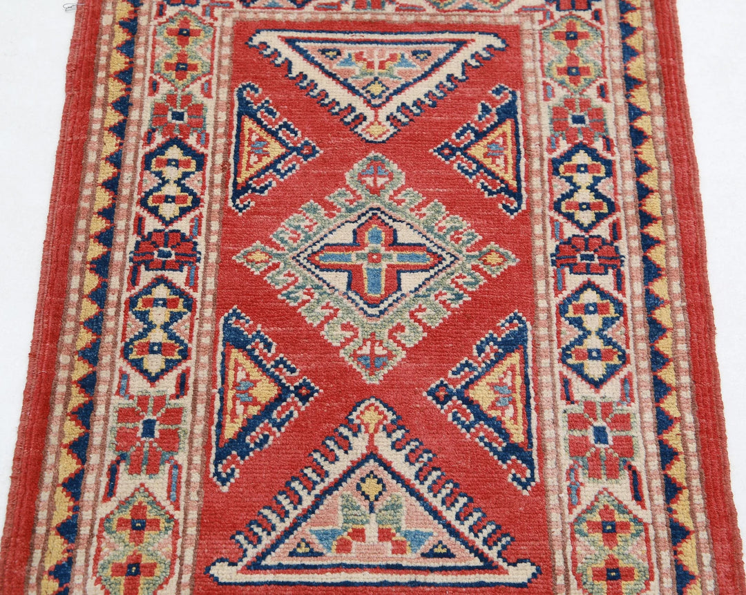 Afghan Kazak Rug 2' 1" x 3' 1" Hand-Knotted | No. AT28209