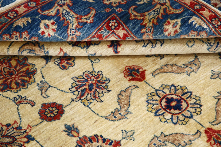 Ivory Afghan Ziegler Rug 5'8" x 7'10" Hand-Knotted | No. AT28307