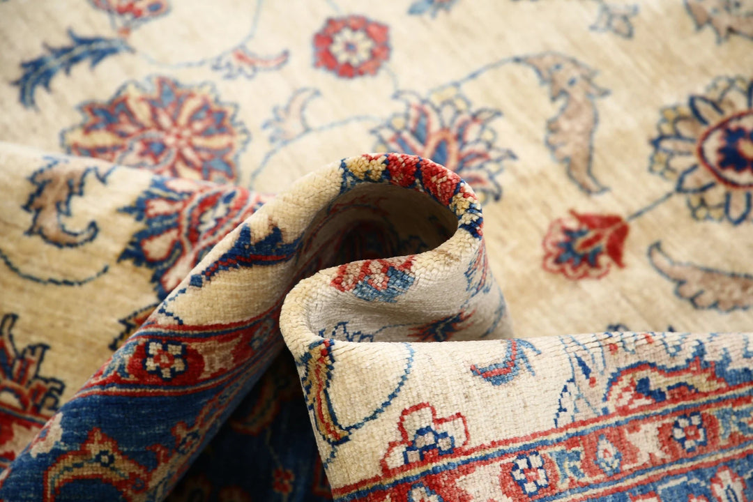 Ivory Afghan Ziegler Rug 5'8" x 7'10" Hand-Knotted | No. AT28307