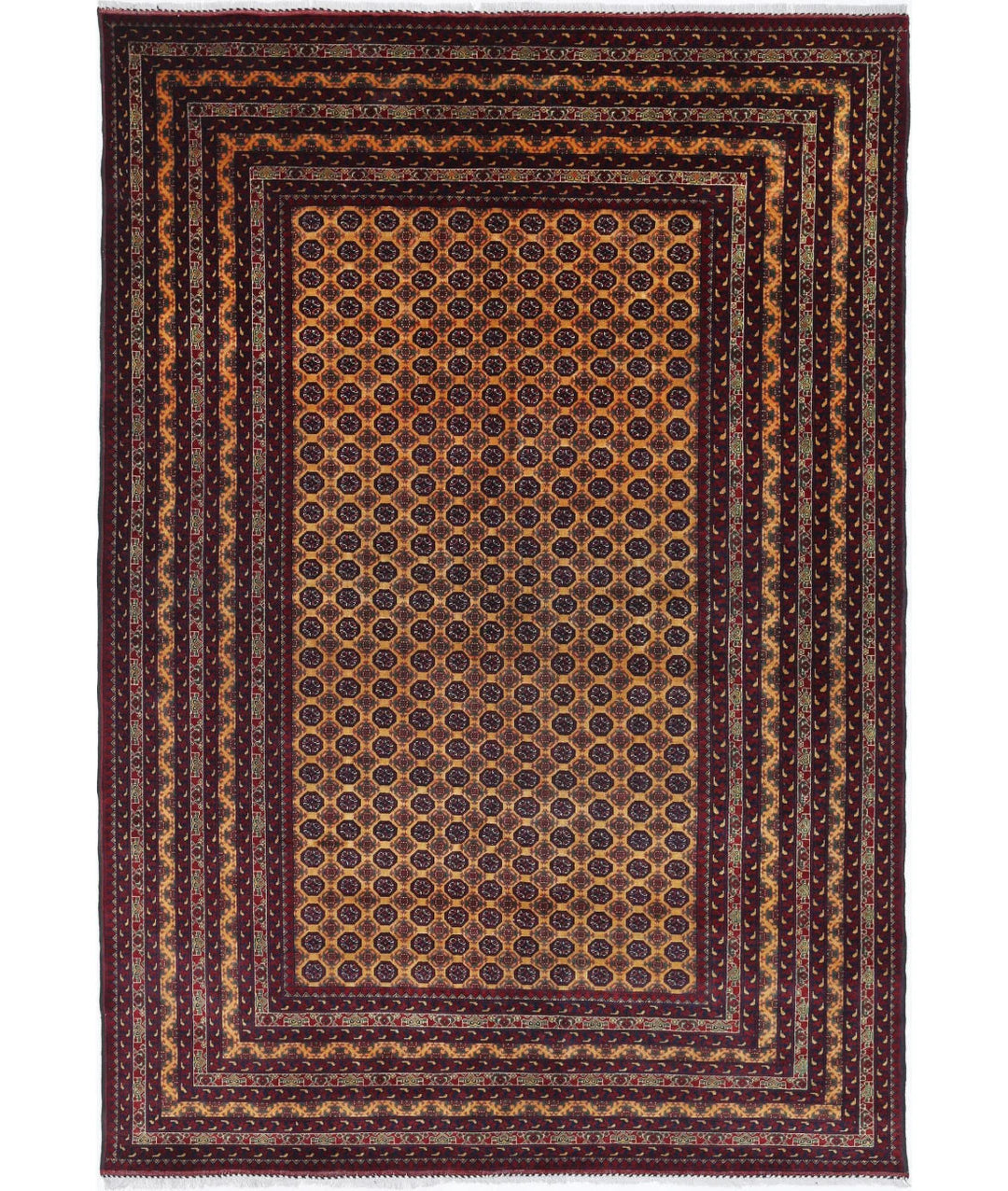 Red Afghan Khamyab Rug 6' 6" x 9' 5" Hand-Knotted | No. AT28323