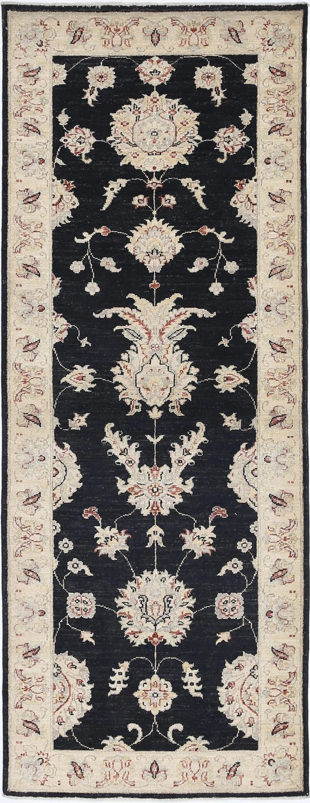 Black Afghan Ziegler Rug 2' 6" x 6' 9" Hand-Knotted | No. AT28347