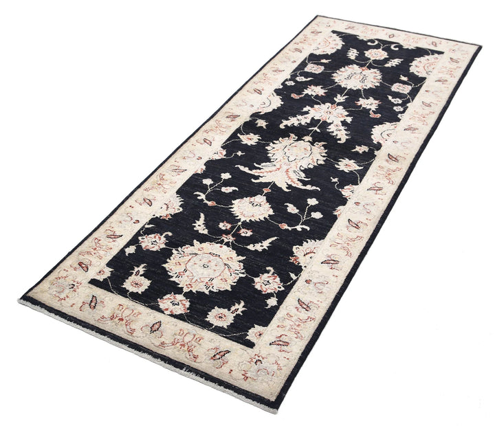 Black Afghan Ziegler Rug 2' 6" x 6' 9" Hand-Knotted | No. AT28347