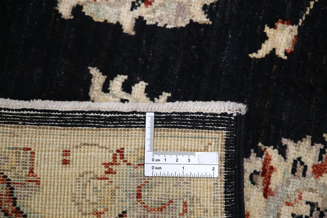 Black Afghan Ziegler Rug 2' 6" x 6' 9" Hand-Knotted | No. AT28347