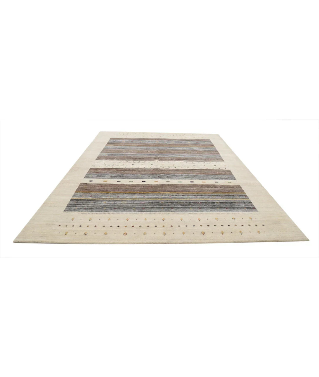 Ivory Indian Oriental Rug 8' 4" x 11' 5" Hand-Knotted | No. AT28500