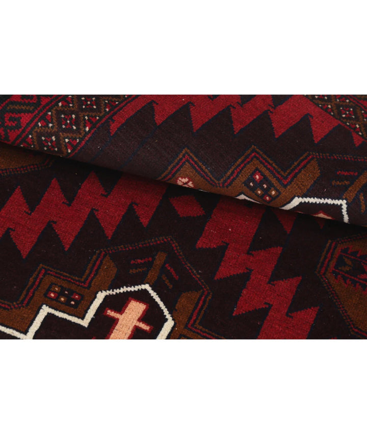 Red Afghan Tribal Rug 2' 8" x 4' 6" Hand-Knotted | No. AT28636
