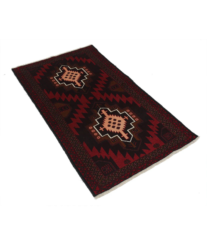 Red Afghan Tribal Rug 2' 8" x 4' 6" Hand-Knotted | No. AT28636