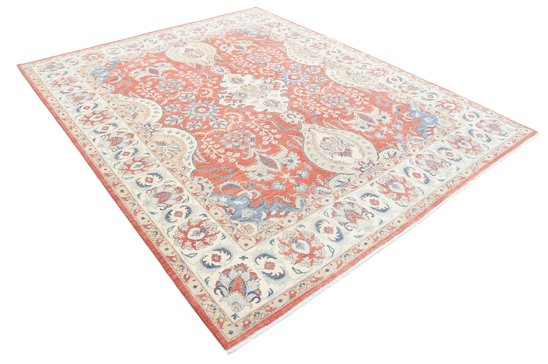 Afghan Ziegler Rug 7' 9" x 9' 5" Hand-Knotted | No. AT28692