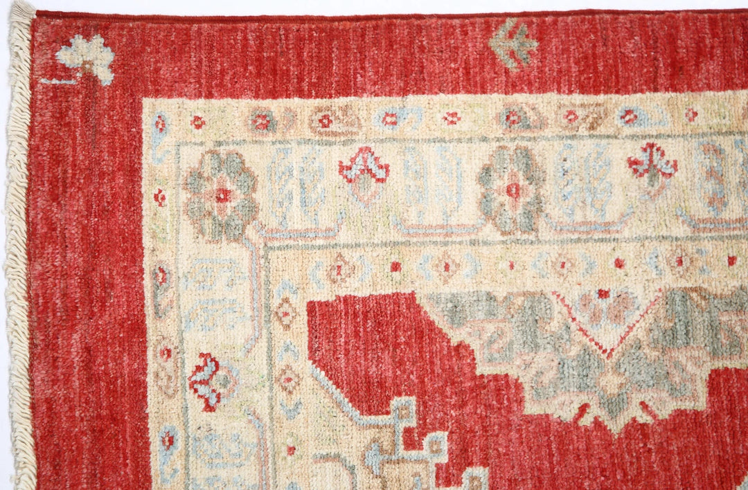 Red Afghan Oriental Rug 2'7" x 7'7" Hand-Knotted field