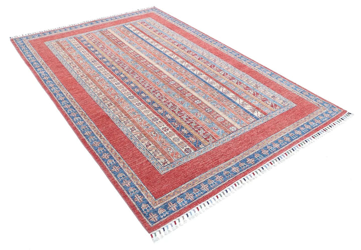 Afghan Shaal Rug 5' 7" x 8' 1" Hand-Knotted | No. AT28774