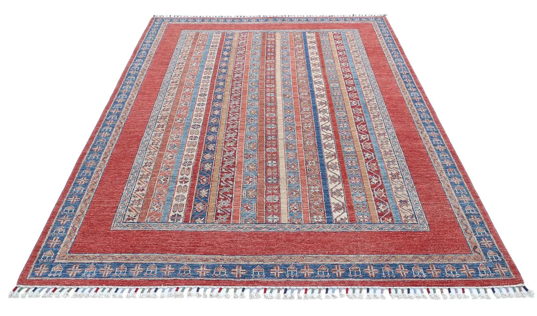 Afghan Shaal Rug 5' 7" x 8' 1" Hand-Knotted | No. AT28774