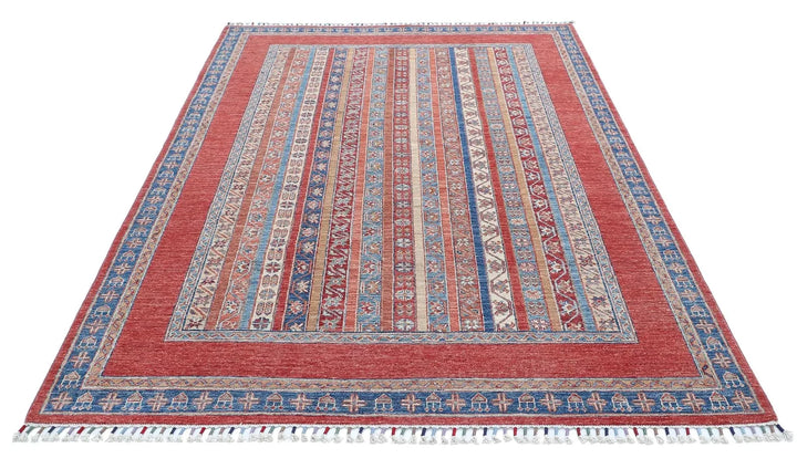 Afghan Shaal Rug 5' 7" x 8' 1" Hand-Knotted | No. AT28774