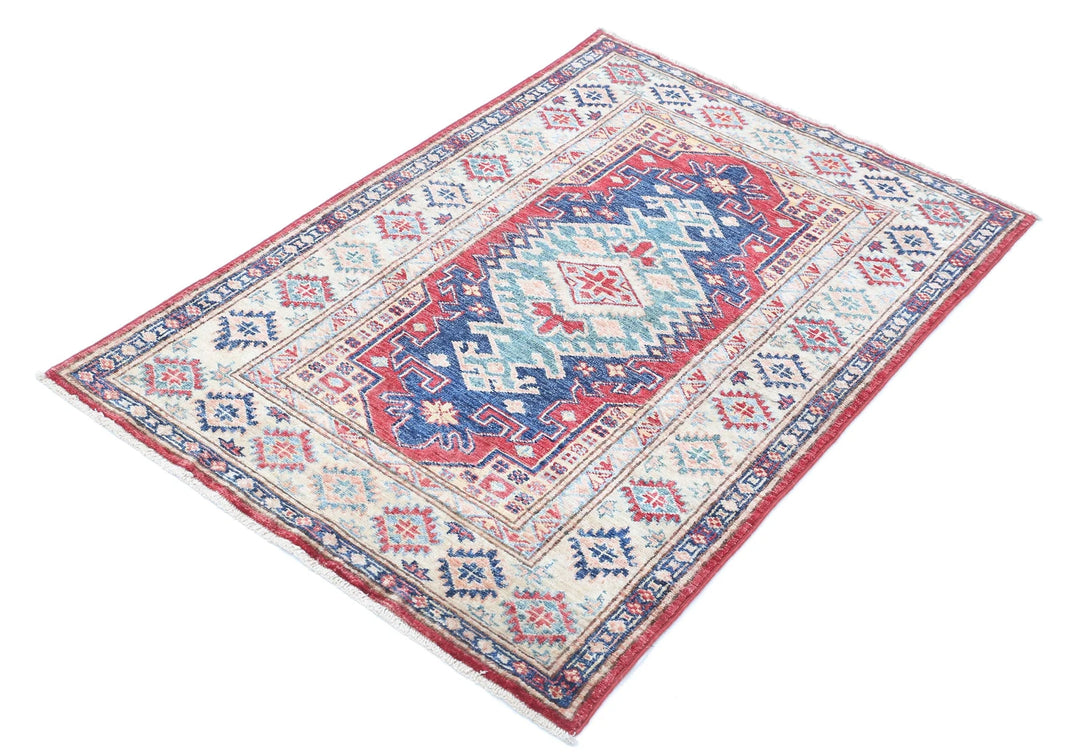 Afghan Royal Kazak Rug 2' 10" x 4' 2" Hand-Knotted | No. AT28777