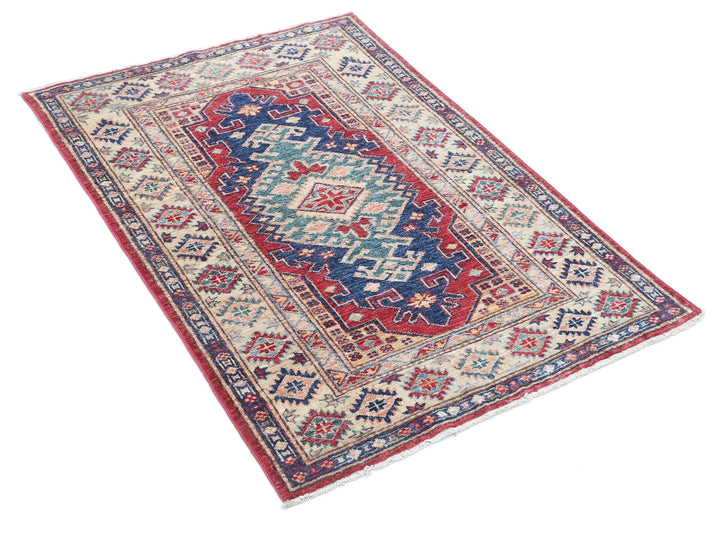 Afghan Royal Kazak Rug 2' 10" x 4' 2" Hand-Knotted | No. AT28777
