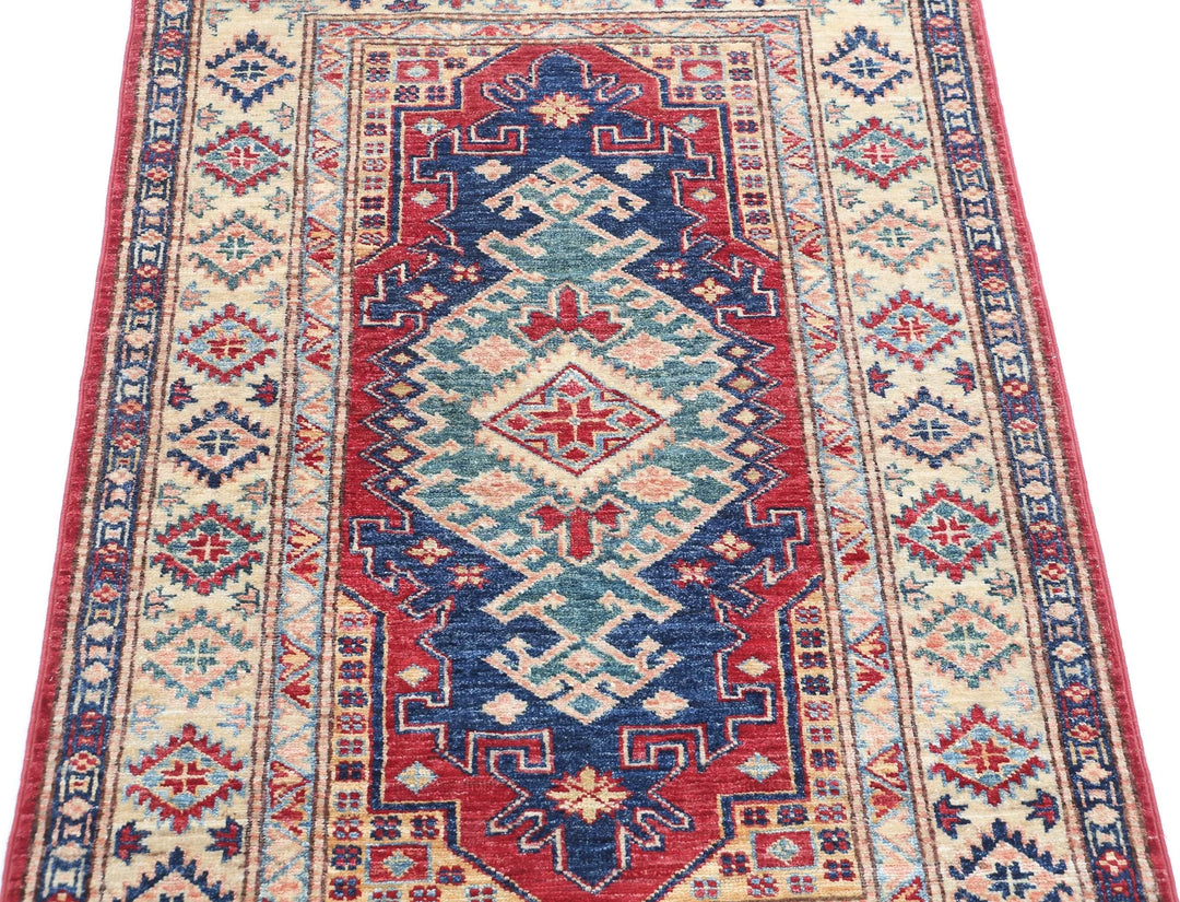 Afghan Royal Kazak Rug 2' 10" x 4' 2" Hand-Knotted | No. AT28777