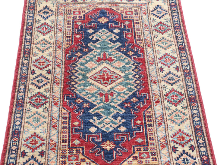 Afghan Royal Kazak Rug 2' 10" x 4' 2" Hand-Knotted | No. AT28777