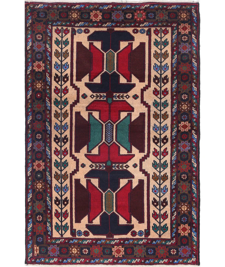 Red Afghan Tribal Rug 2' 11" x 4' 5" Hand-Knotted | No. AT28879