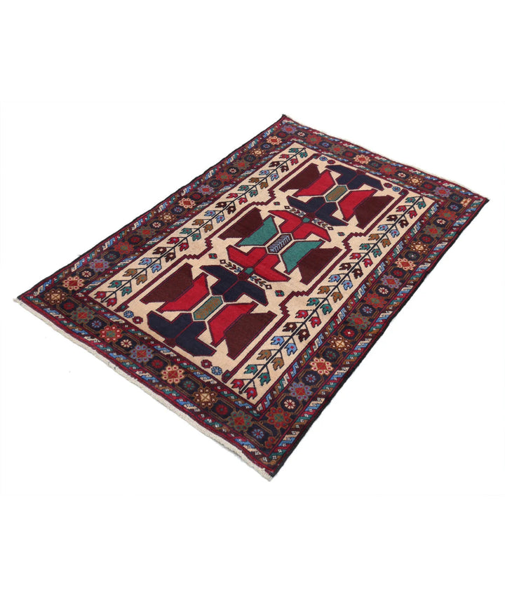 Red Afghan Tribal Rug 2' 11" x 4' 5" Hand-Knotted | No. AT28879