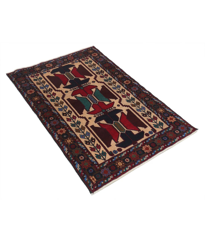 Red Afghan Tribal Rug 2' 11" x 4' 5" Hand-Knotted | No. AT28879