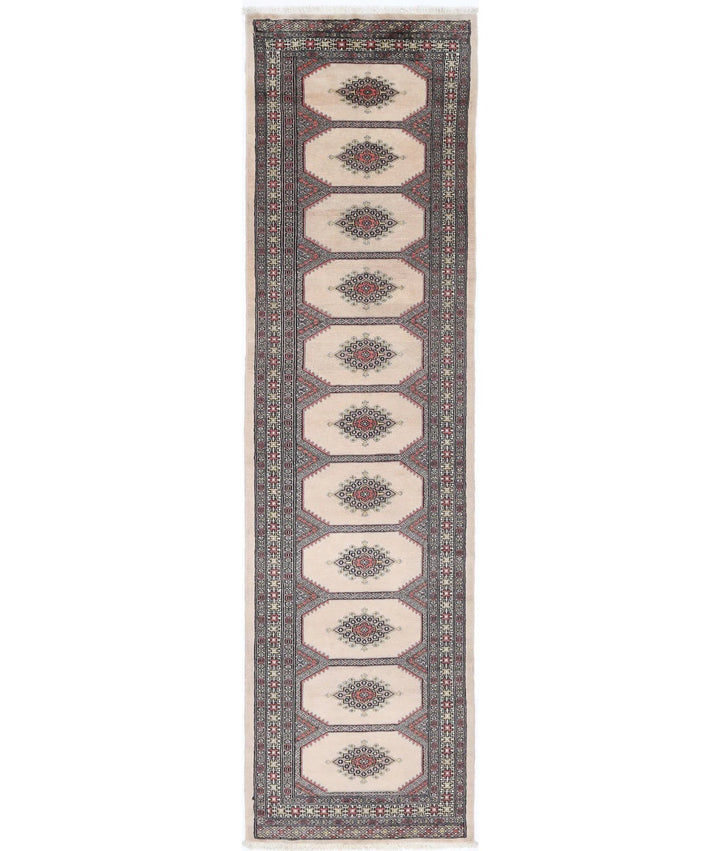 Ivory Pakistani Bokhara Rug 2' 7" x 9' 10" Hand-Knotted | No. AT28881