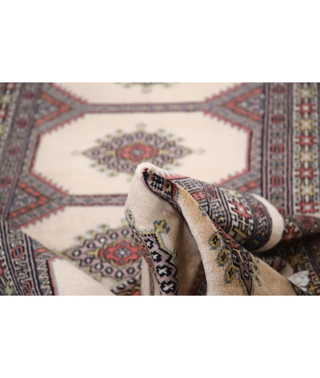Ivory Pakistani Bokhara Rug 2' 7" x 9' 10" Hand-Knotted | No. AT28881