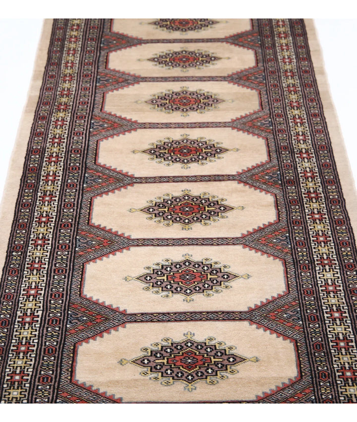 Ivory Pakistani Bokhara Rug 2' 7" x 9' 10" Hand-Knotted | No. AT28881