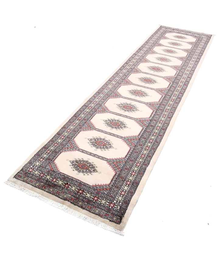 Ivory Pakistani Bokhara Rug 2' 7" x 9' 10" Hand-Knotted | No. AT28881