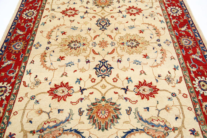 Beige Afghan Ziegler Rug 6'5" x 10'0" Hand-Knotted | No. AT28886