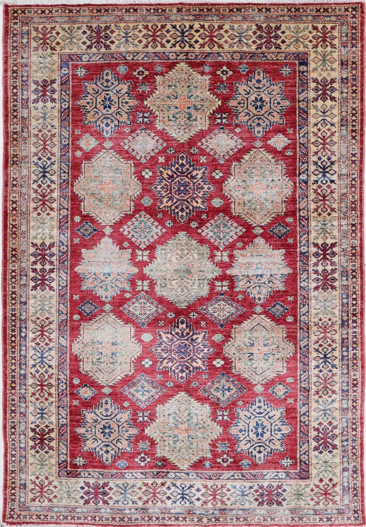 Afghan Royal Kazak Rug 5' 3" x 7' 6" Hand-Knotted | No. AT28925
