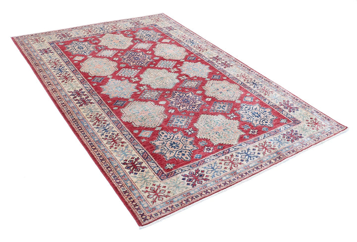 Afghan Royal Kazak Rug 5' 3" x 7' 6" Hand-Knotted | No. AT28925