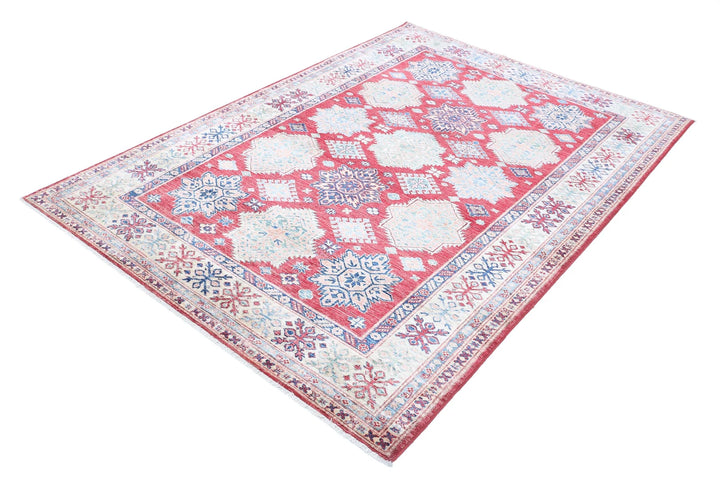 Afghan Royal Kazak Rug 5' 3" x 7' 6" Hand-Knotted | No. AT28925