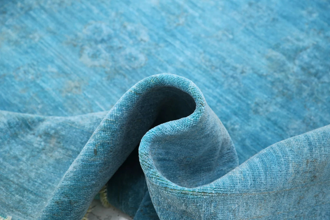 Blue Afghan Overdye Rug 5' 0" x 5' 2" Hand-Knotted | No. AT28995