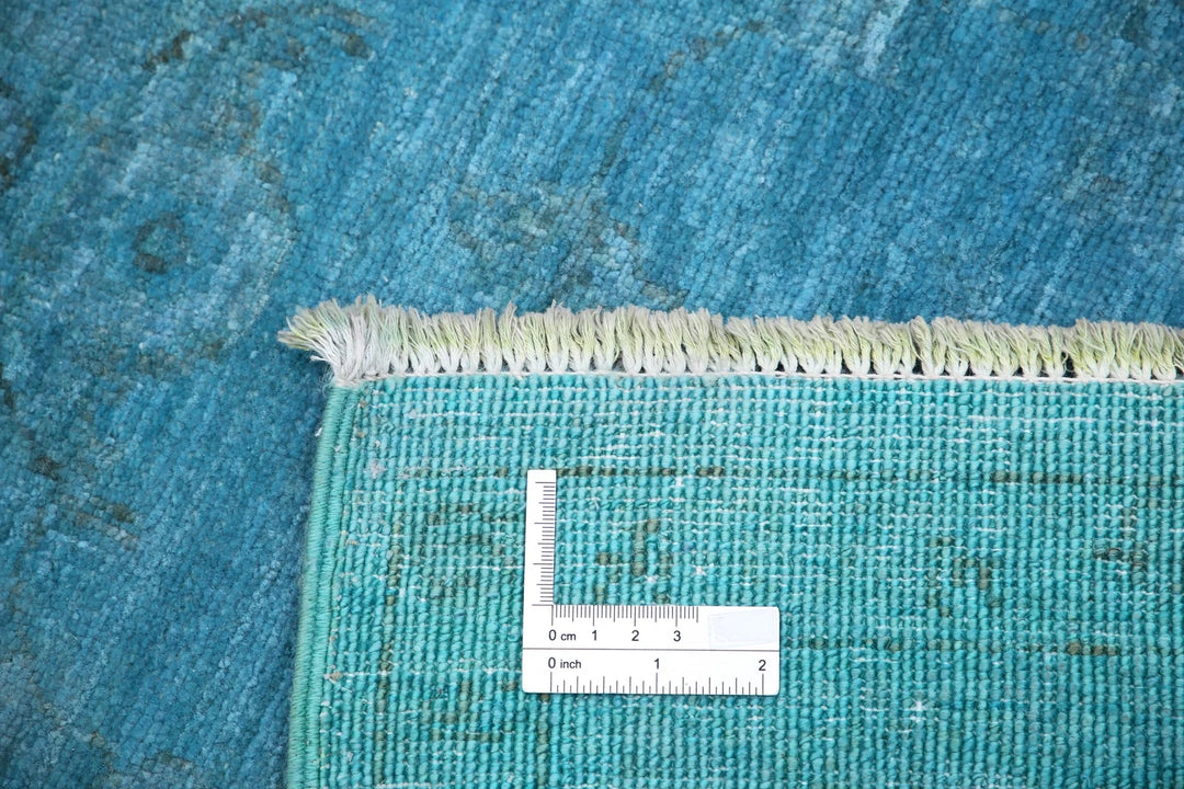 Blue Afghan Overdye Rug 5' 0" x 5' 2" Hand-Knotted | No. AT28995