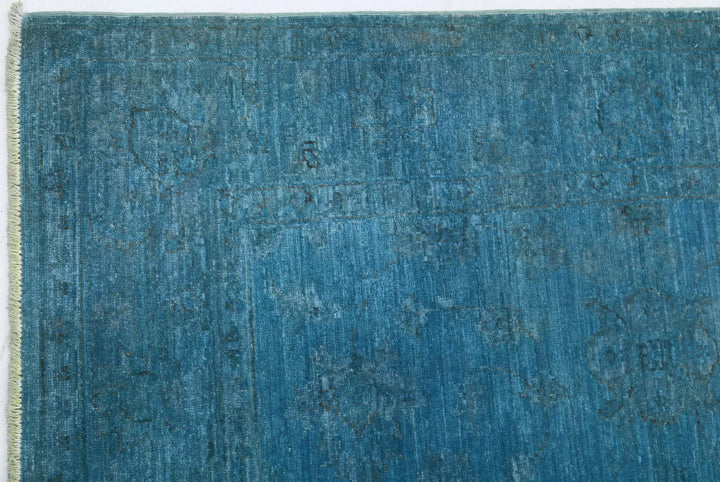 Blue Afghan Overdye Rug 5' 0" x 5' 2" Hand-Knotted | No. AT28995