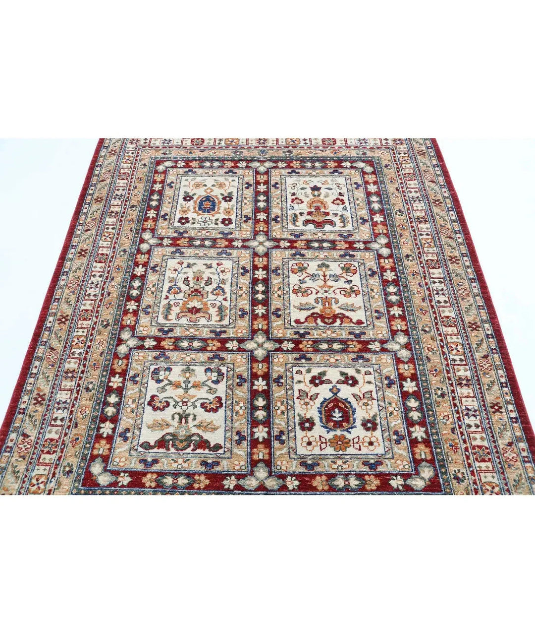 Afghan Bakhtiari Rug 4' 11" x 6' 1" Hand-Knotted | No. AT29068