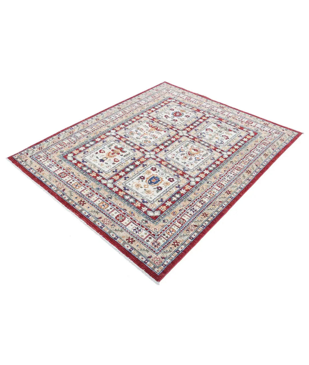 Afghan Bakhtiari Rug 4' 11" x 6' 1" Hand-Knotted | No. AT29068