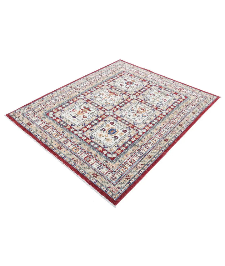 Afghan Bakhtiari Rug 4' 11" x 6' 1" Hand-Knotted | No. AT29068