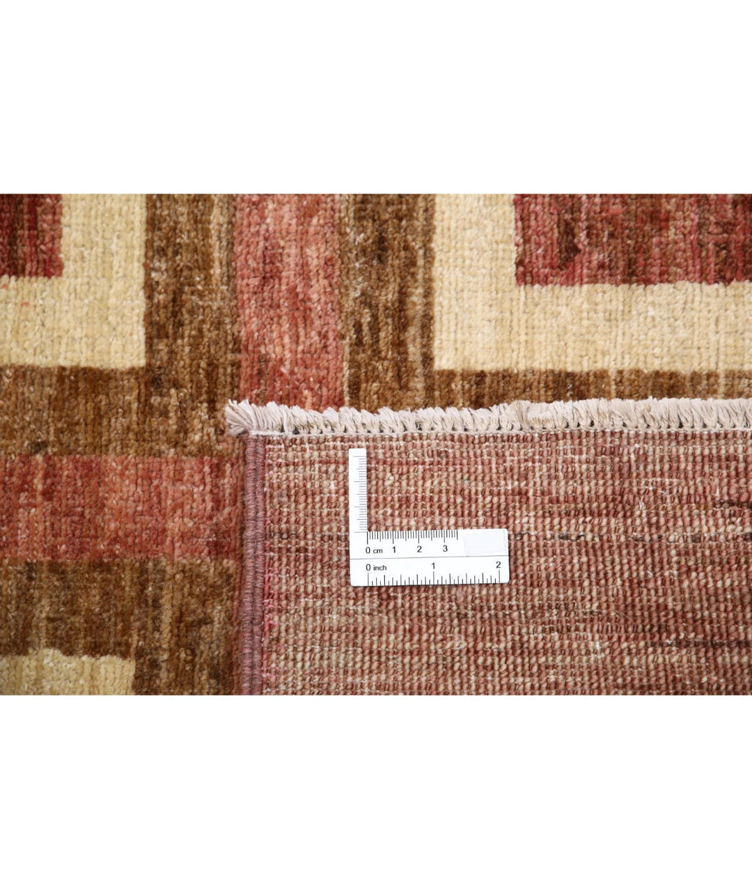 Beige Afghan Modcar Rug 6' 1" x 8' 6" Hand-Knotted | No. AT29115