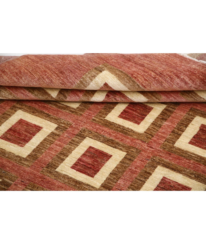 Beige Afghan Modcar Rug 6' 1" x 8' 6" Hand-Knotted | No. AT29115