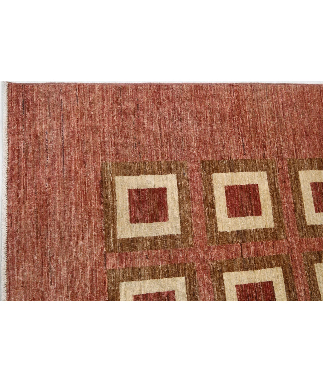 Beige Afghan Modcar Rug 6' 1" x 8' 6" Hand-Knotted | No. AT29115