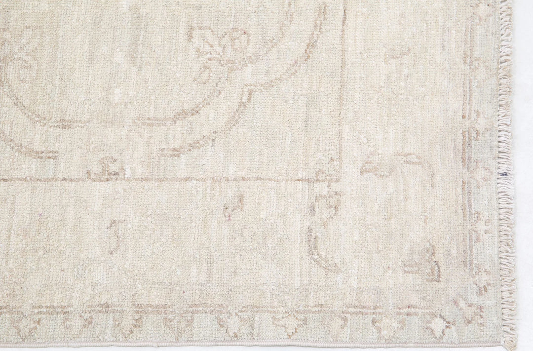 Ivory Afghan Serenity Runner Rug 2' 4" x 10' 2" Hand-Knotted | No. AT29201