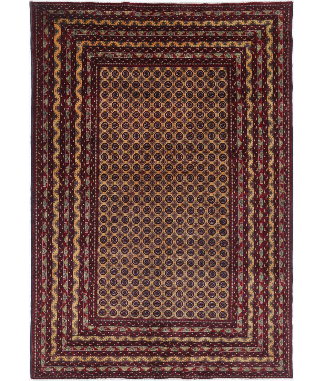 Red Afghan Khamyab Rug 6' 3" x 9' 2" Hand-Knotted | No. AT29490