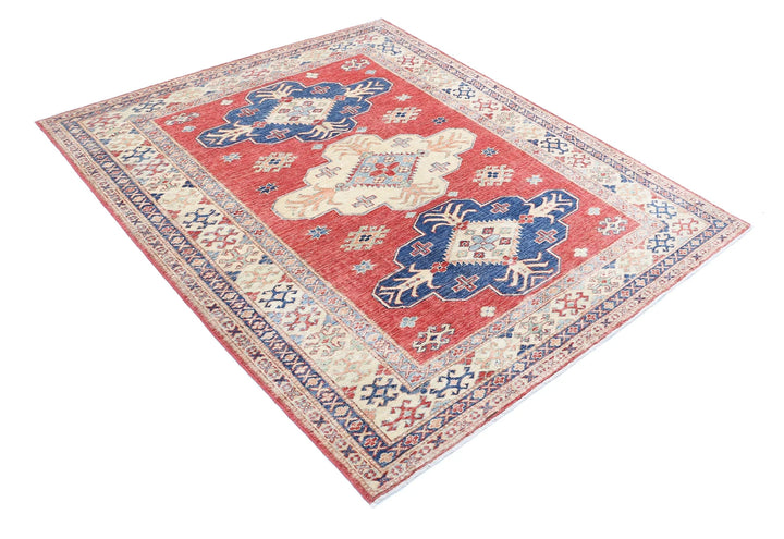 Afghan Royal Kazak Rug 4' 11" x 5' 11" Hand-Knotted | No. AT29523