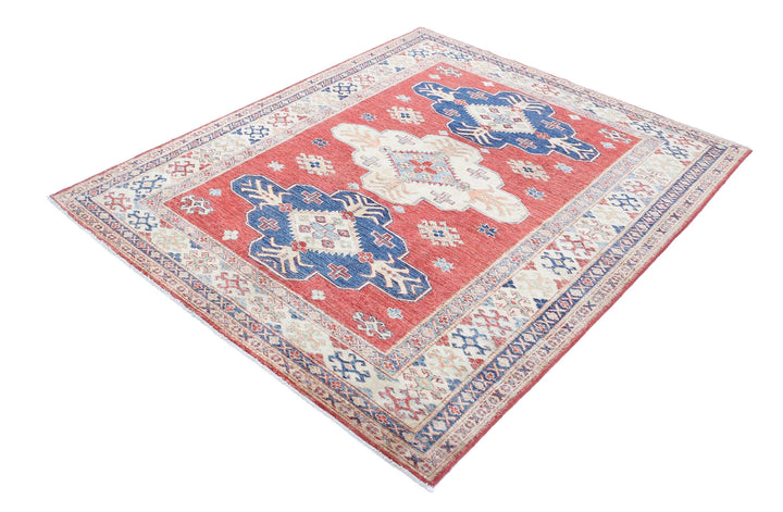 Afghan Royal Kazak Rug 4' 11" x 5' 11" Hand-Knotted | No. AT29523