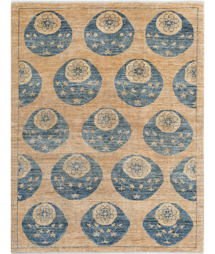 Multicolor Afghan Oriental Rug 4'9" x 6'3" Hand-Knotted